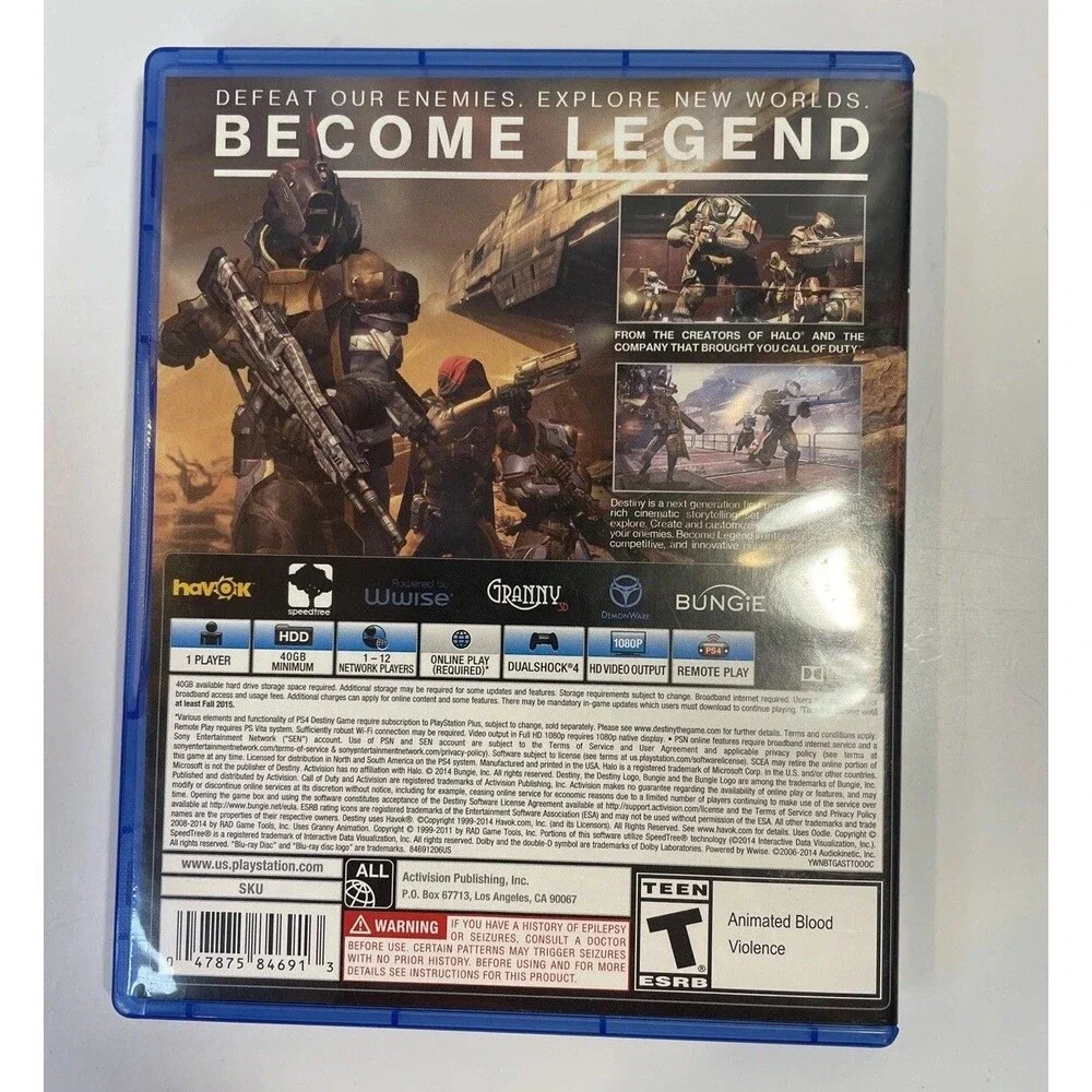 PS4 Destiny Sony PlayStation 4 Complete In Box TESTED Working Great Condition